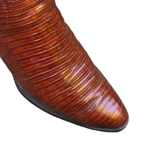 Men's Vintage J840 Teju Lizard Brown Leather Cowboy Boots Size 7B - Picture 2 of 11